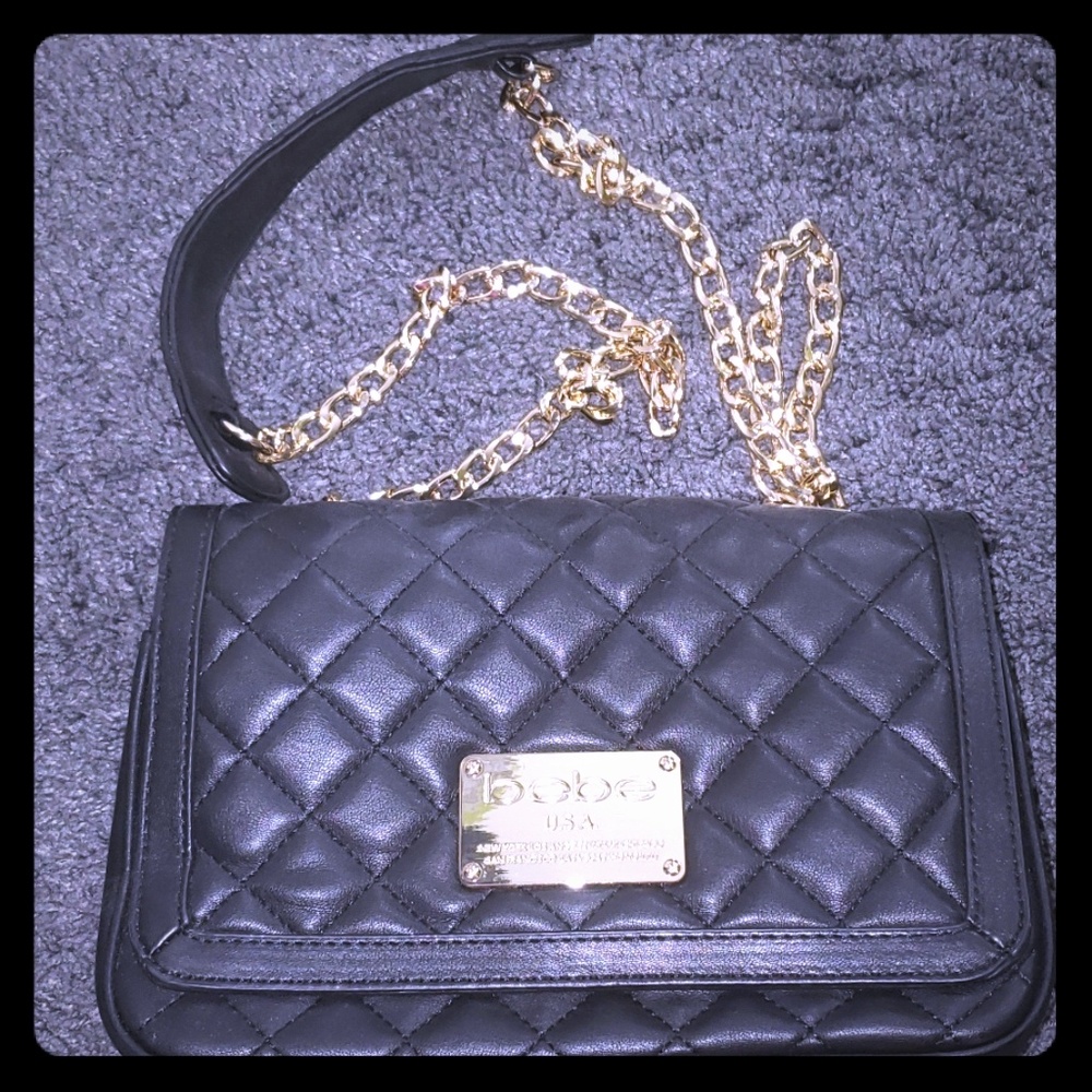 BEBE black quilted shoulder bag